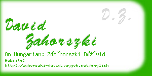 david zahorszki business card